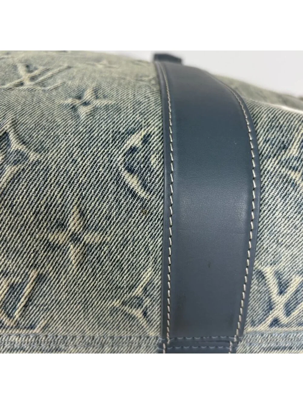 Louis Vuitton Weekend Tote NM 2-Way Monogram Wash Denim Leather Blue